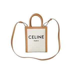 Celine shoulder bag Vertical Cabas Beige Tan canvas leather